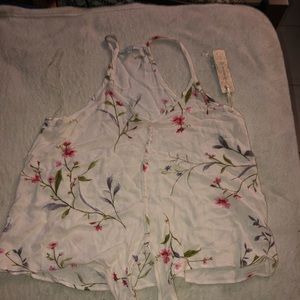 White floral button down top